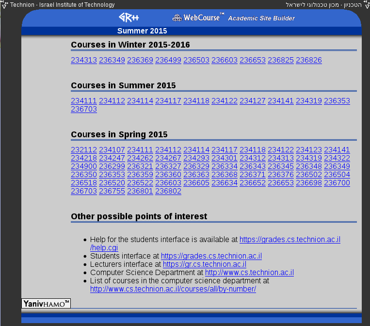 screenshot of webcourse site
